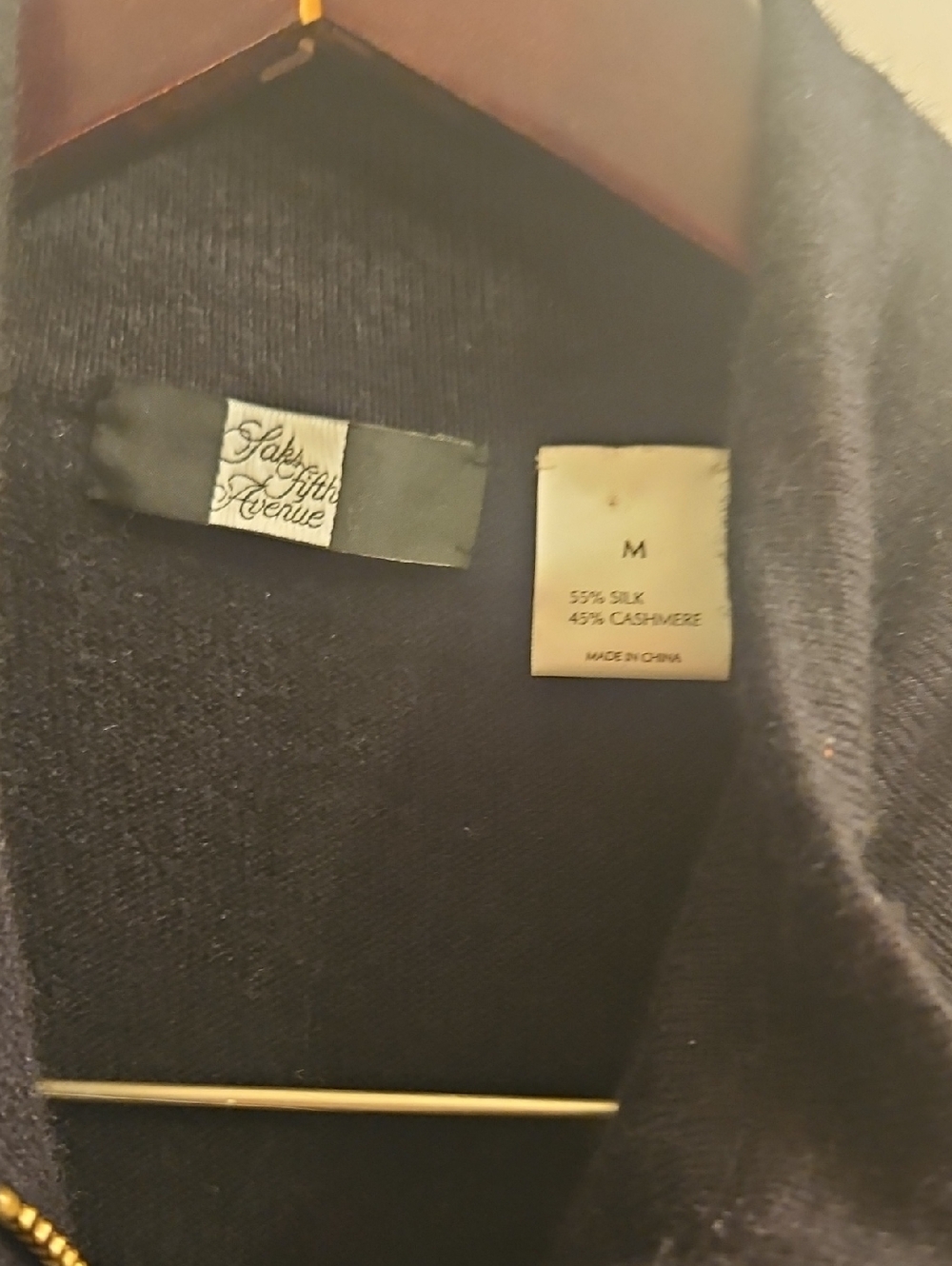 Saks Fifth Avenue Silk Cashmere Vest,Black Zip, Tie Waist, Luxury, Minimalist - Picture 3 of 9